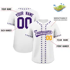 White Purple Star Ribbing Authentic Baseball Jersey 2