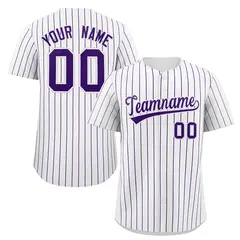 White Purple Stripe Fashion Authentic Baseball Jersey
