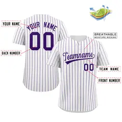 White Purple Stripe Fashion Authentic Baseball Jersey 2