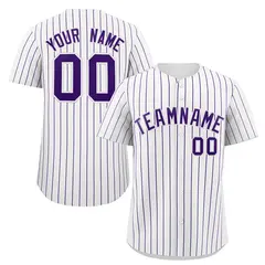 White Purple Stripe Fashion Authentic Baseball Jersey