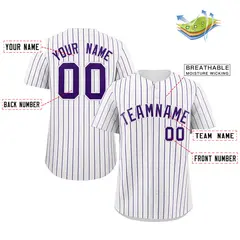 White Purple Stripe Fashion Authentic Baseball Jersey 2