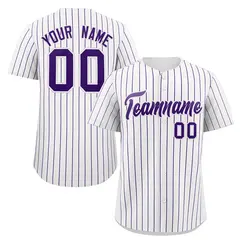 White Purple Stripe Fashion Authentic Baseball Jersey