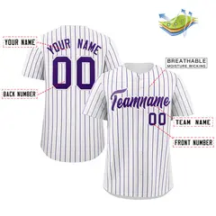White Purple Stripe Fashion Authentic Baseball Jersey 2