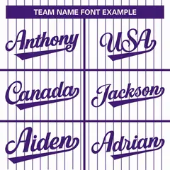 White Purple Stripe Full Button Authentic Baseball Jersey 3