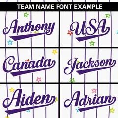 White Purple Stripe Star Pattern Authentic Baseball Jersey 3