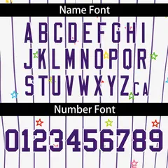 White Purple Stripe Star Pattern Authentic Baseball Jersey 4