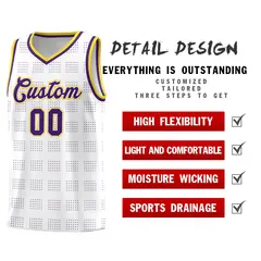 White Purple Trailblazer Dot Pattern Basketball Jersey 2