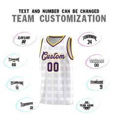 White Purple Trailblazer Dot Pattern Basketball Jersey 4