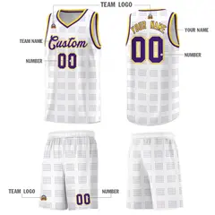 White Purple Trailblazer Dot Pattern Basketball Jersey 5