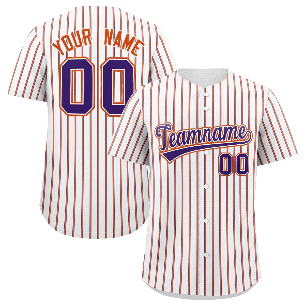 White Purple Tricolor Stripe Fashion Baseball Jersey