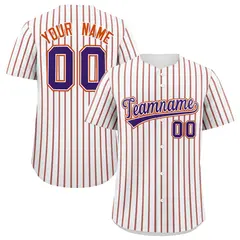 White Purple Tricolor Stripe Fashion Baseball Jersey