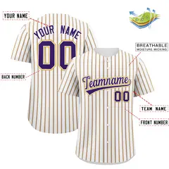 White Purple Tricolor Stripe Fashion Baseball Jersey 2