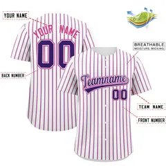 White Purple Tricolor Stripe Fashion Baseball Jersey 2