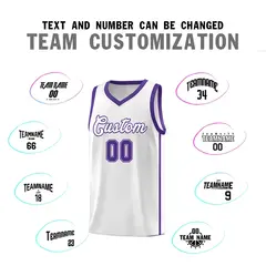 White Purple Two Bars Basketball Uniform Jersey 4