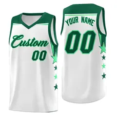 White Purple Two Tone Side Star Color Block Basketball Jersey 1