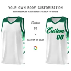 White Purple Two Tone Side Star Color Block Basketball Jersey 3