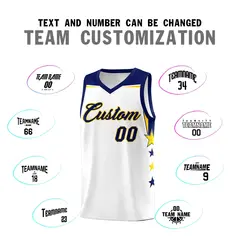 White Purple Two Tone Side Star Color Block Basketball Jersey 4