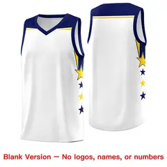 White Purple Two Tone Side Star Color Block Basketball Jersey 6
