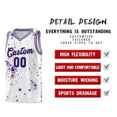 White Purple Vice Burst Graffiti Moisture-Wicking Basketball Jersey 2