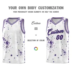 White Purple Vice Burst Graffiti Moisture-Wicking Basketball Jersey 3