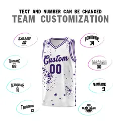 White Purple Vice Burst Graffiti Moisture-Wicking Basketball Jersey 4