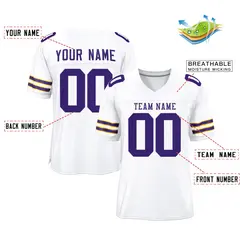 White Purple-White Classic Mesh Authentic Football Jersey 2