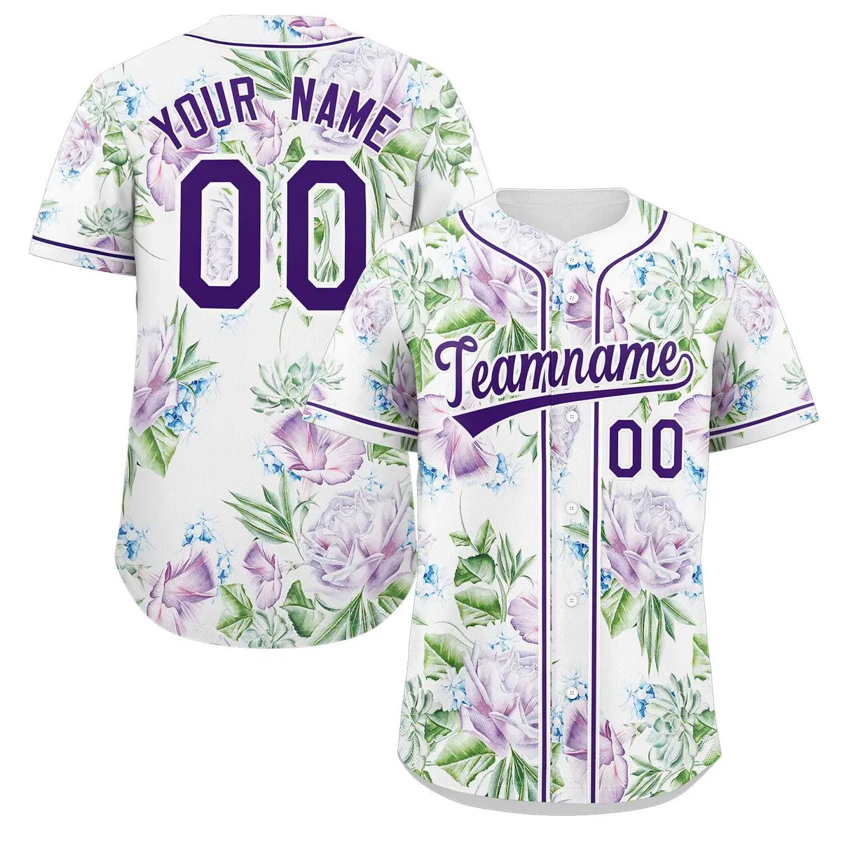 White Purple-White Graffiti Flower Authentic Baseball Jersey