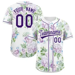 White Purple-White Graffiti Flower Authentic Baseball Jersey