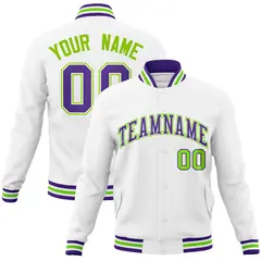 White Purple-White Varsity Full-Snap Letterman Jacket 1