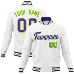 White Purple-White Varsity Full-Snap Letterman Jacket 1