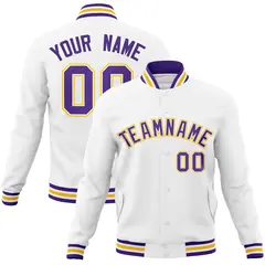 White Purple-White Varsity Full-Snap Letterman Jacket 1