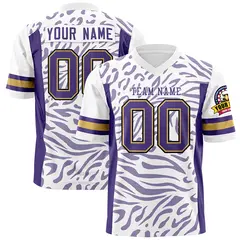 White Purple-White Zebra Stripes Authentic Football Jersey