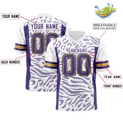 White Purple-White Zebra Stripes Authentic Football Jersey 2