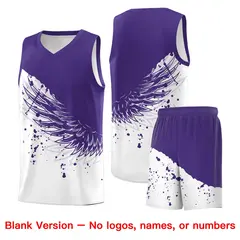 White Purple Wing Pattern Basketball Jersey Sports Uniform 7