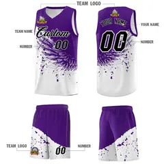 White Purple Wing Pattern Basketball Jersey Sports Uniform 5