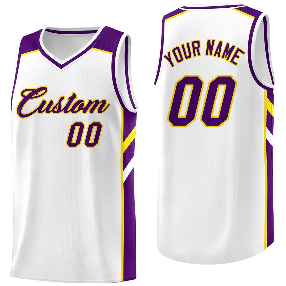 Men's White Purple-Yellow Basketball Jersey