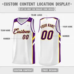 Men's White Purple-Yellow Basketball Jersey 2