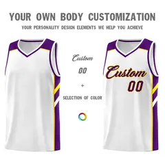 Men's White Purple-Yellow Basketball Jersey 3