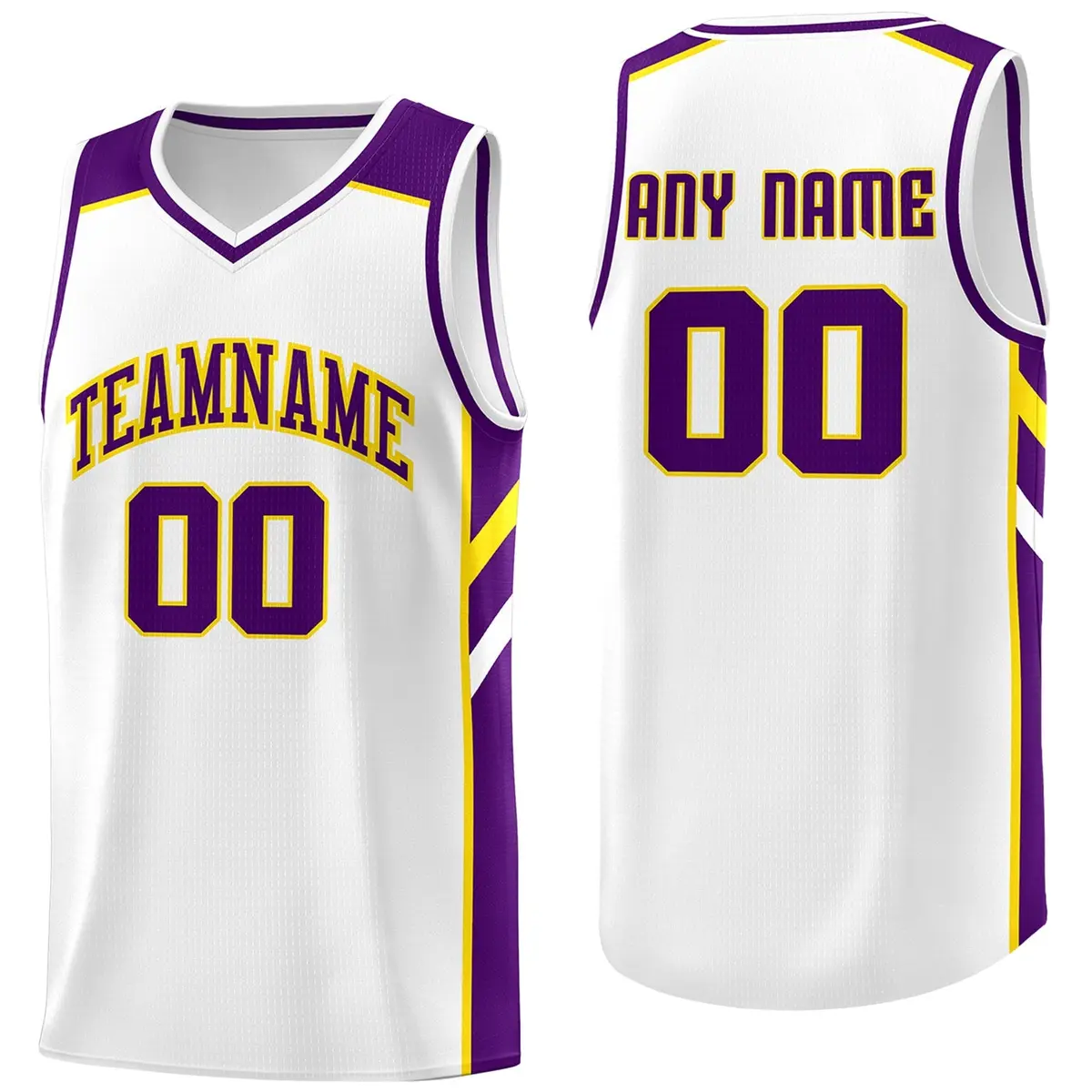 Men's White Purple-Yellow Basketball Jersey
