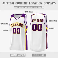 Men's White Purple-Yellow Basketball Jersey 2