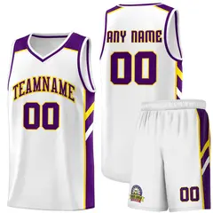 White Purple-Yellow Classic Sets Basketball Uniform Jersey