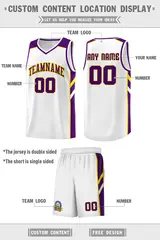 White Purple-Yellow Classic Sets Basketball Uniform Jersey 2