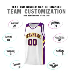 White Purple-Yellow Classic Sets Basketball Uniform Jersey 4