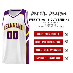 White Purple-Yellow Classic Sets Basketball Uniform Jersey 5