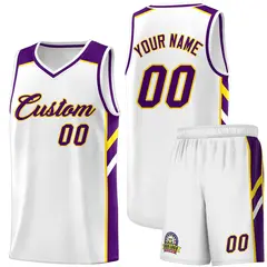 White Purple-Yellow Classic Sets Basketball Uniform Jersey
