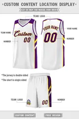 White Purple-Yellow Classic Sets Basketball Uniform Jersey 2