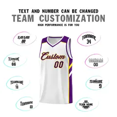 White Purple-Yellow Classic Sets Basketball Uniform Jersey 4