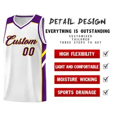 White Purple-Yellow Classic Sets Basketball Uniform Jersey 5