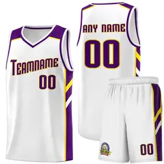 White Purple-Yellow Classic Sets Basketball Uniform Jersey