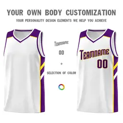 White Purple-Yellow Classic Sets Basketball Uniform Jersey 3